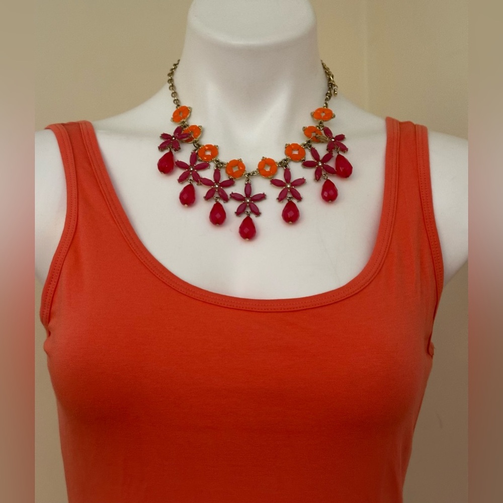 Express Vibrant Coral Mini Sleeveless Dress Exposed Green Silver Zipper Sz M/M - Picture 8 of 15